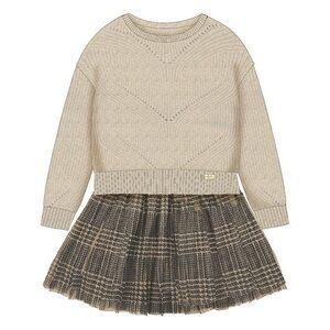 Size 9 Girls Mayoral Beige and Brown Kids Formal Dress
